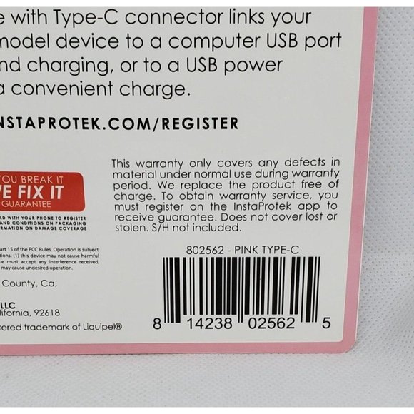 Pink Liquipel Powertek Fast Charge 3 Ft Retractable USB Type-C Cord - Picture 8 of 12